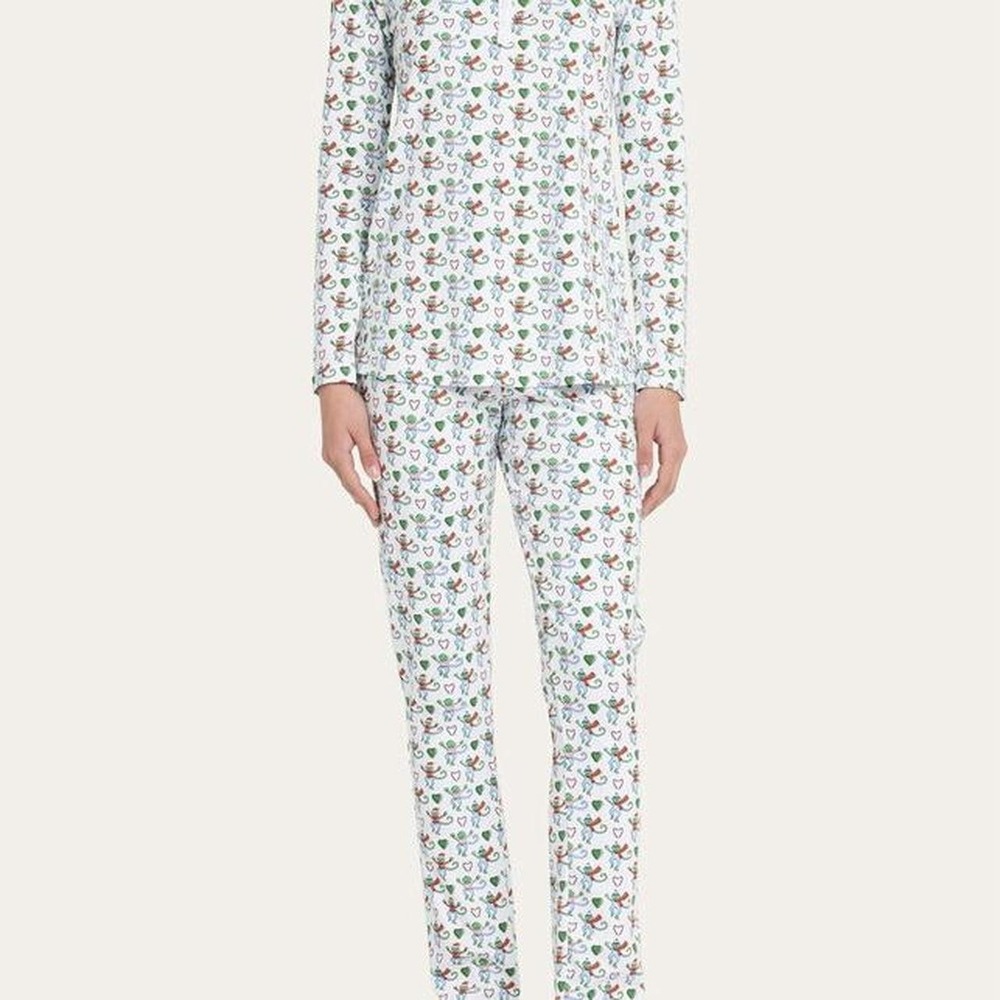 Roller Rabbit NWT Merry Monkey Christmas Pajamas Multicolor Cotton Size Large - Picture 7 of 7